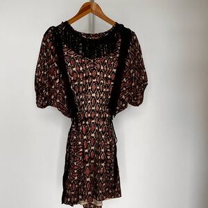 Isabel Marant Silk Dress Leather Fringe